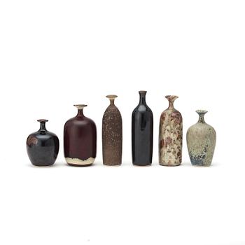 Rolf Palm, a set of six stoneware vases, Mölle.