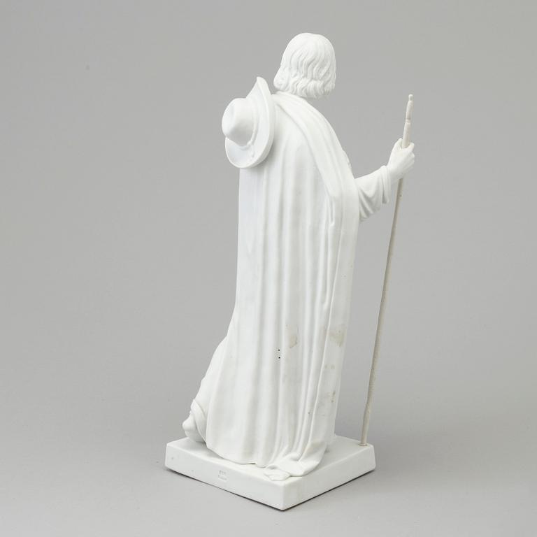 A bisquite sculpture of 'the apostle Jacob the elder' after Bertel Thorvaldsen, Bing & Gröndahl, Denmark, 20th Century.