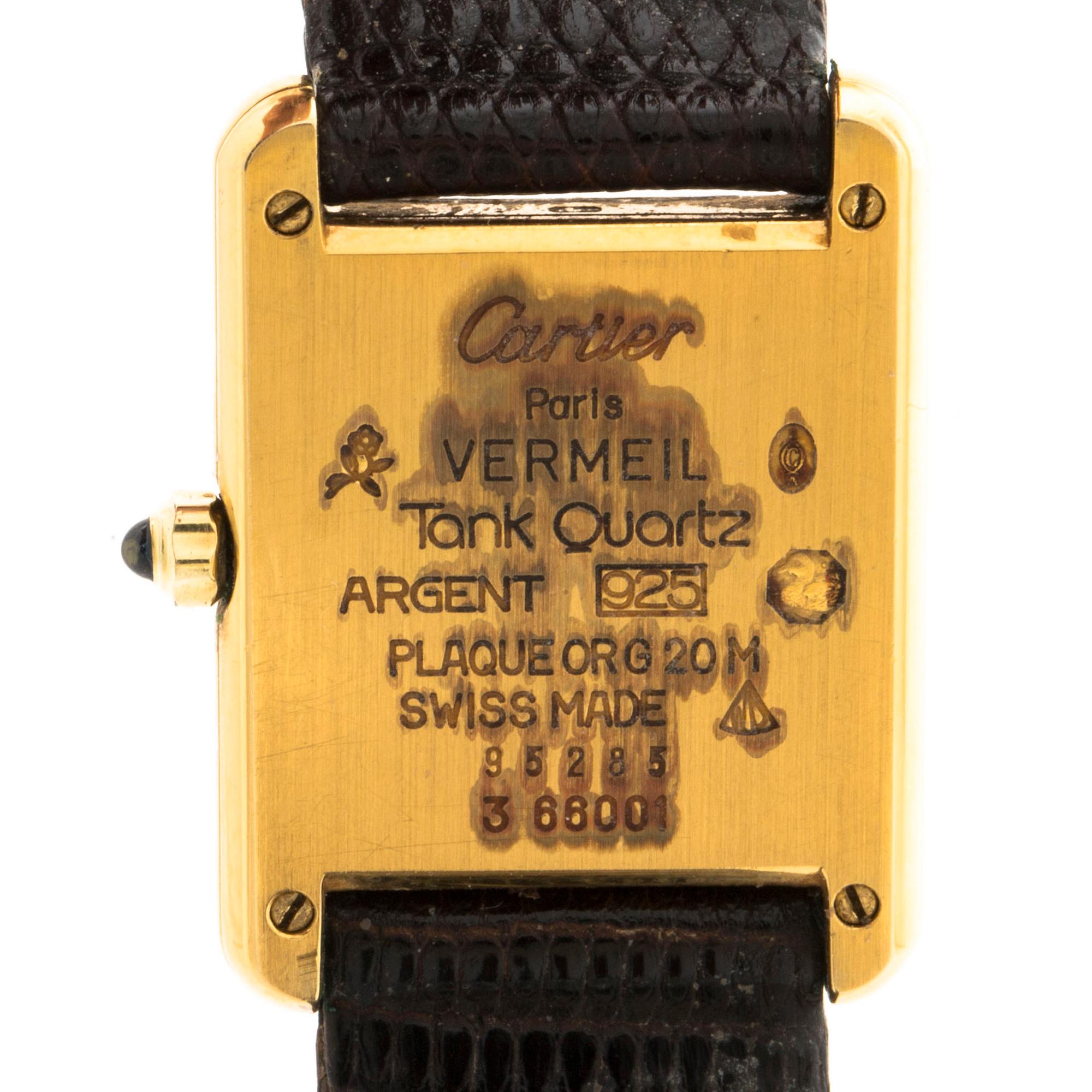 MUST de CARTIER, Tank Vermeil,  armbandsur, 23 x 23 mm.