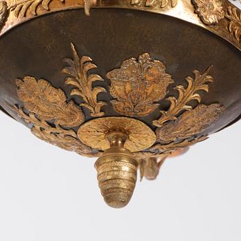 A Swedish Empire four-light hanging-lamp, first part of the 19th century.