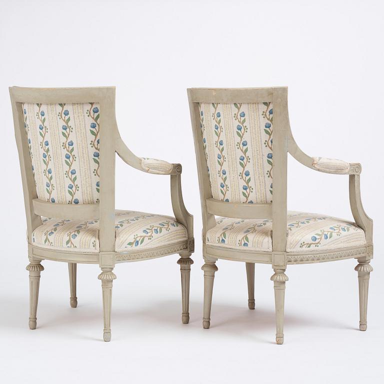 A pair of matched late Gustavian armchairs by E Ståhl.