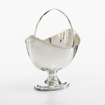 A silver bowl with handle, mark of Alexander Field, London, England 1800.