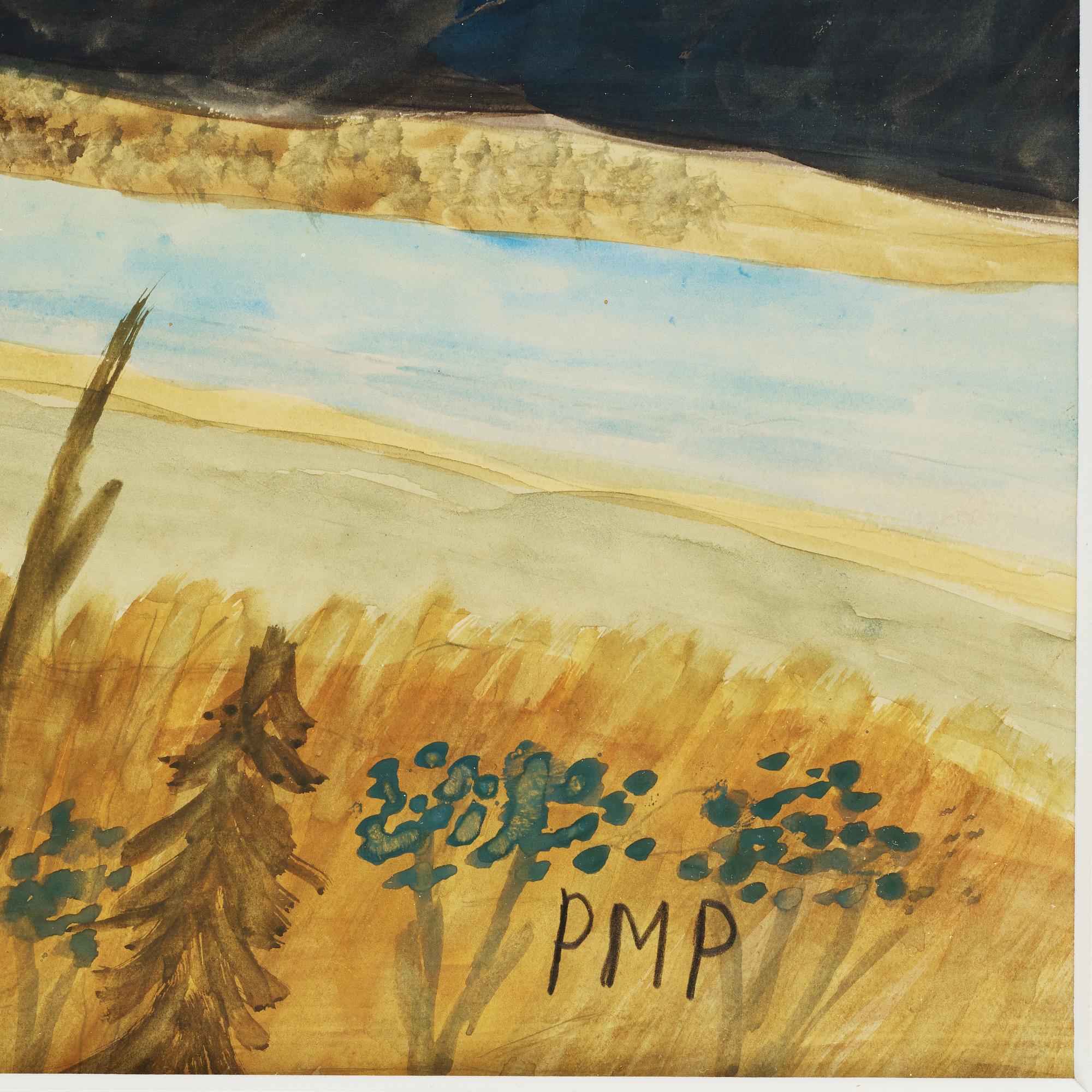 Primus Mortimer Pettersson, akvarell på papper, signerad PMP.