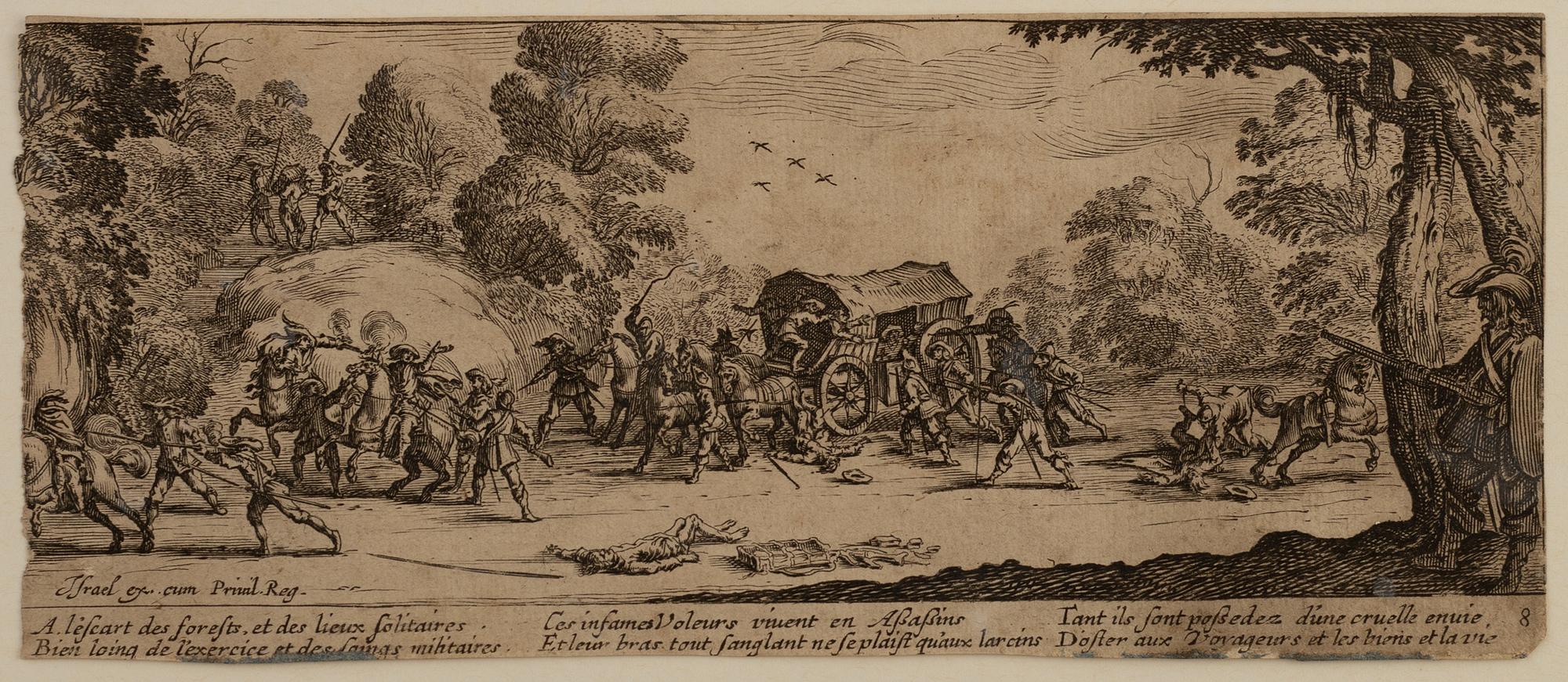 JACQUES CALLOT, etching, 9, 1633, état II and III.