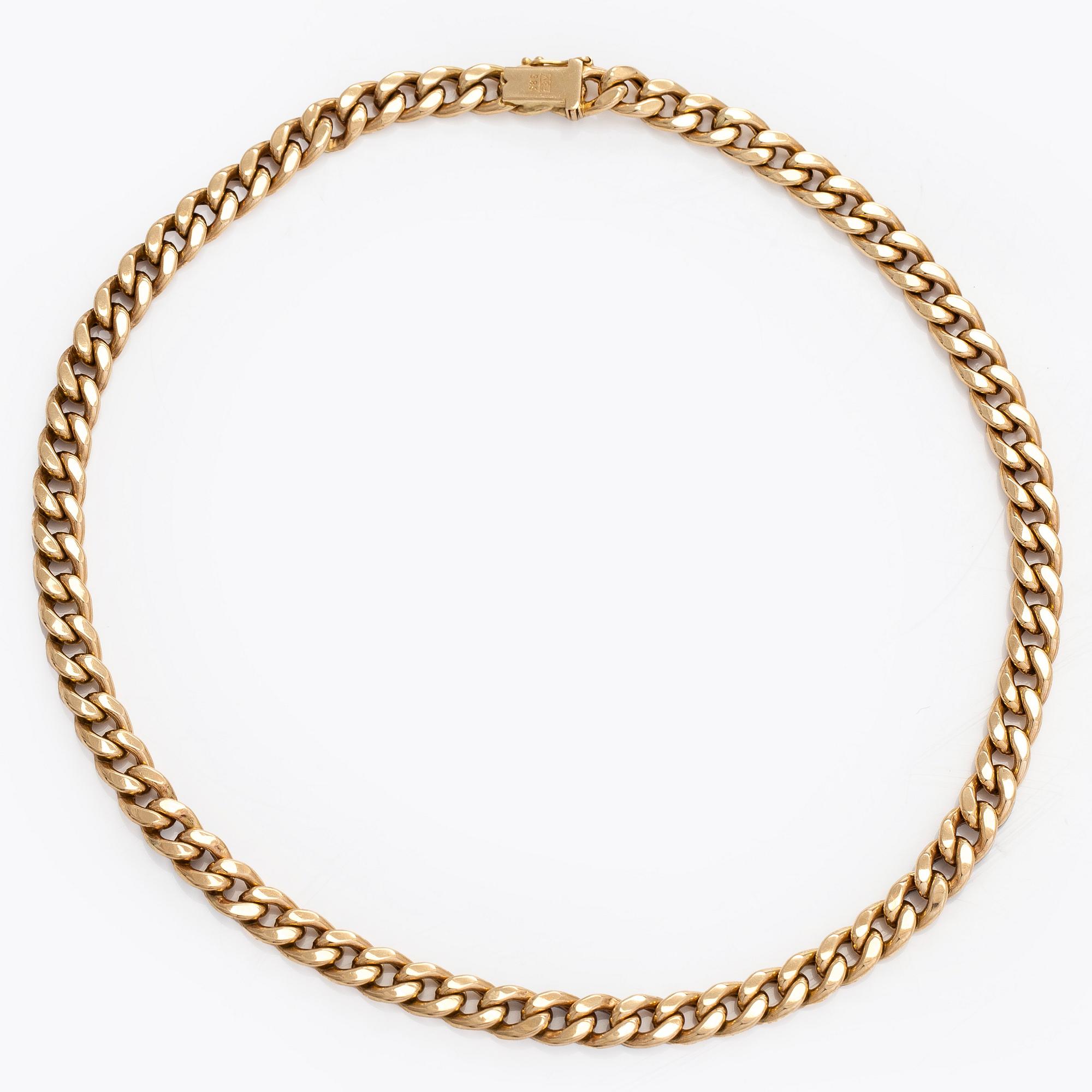 Collier, 14K guld, pansarlänk, med diamanter, Westerback, Helsingfors 1998.