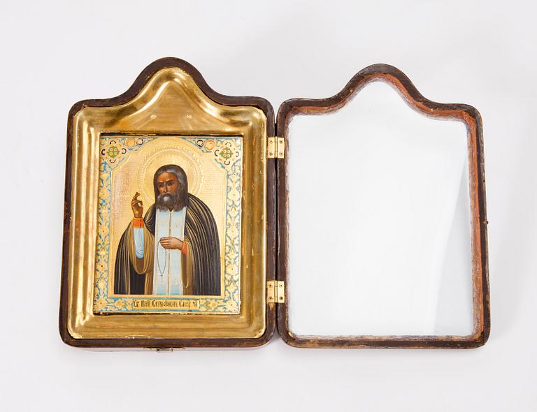IKON i KIOTA, tempera på pannå samt förgyllningar, Ryssland sekelskiftet 1800/1900.