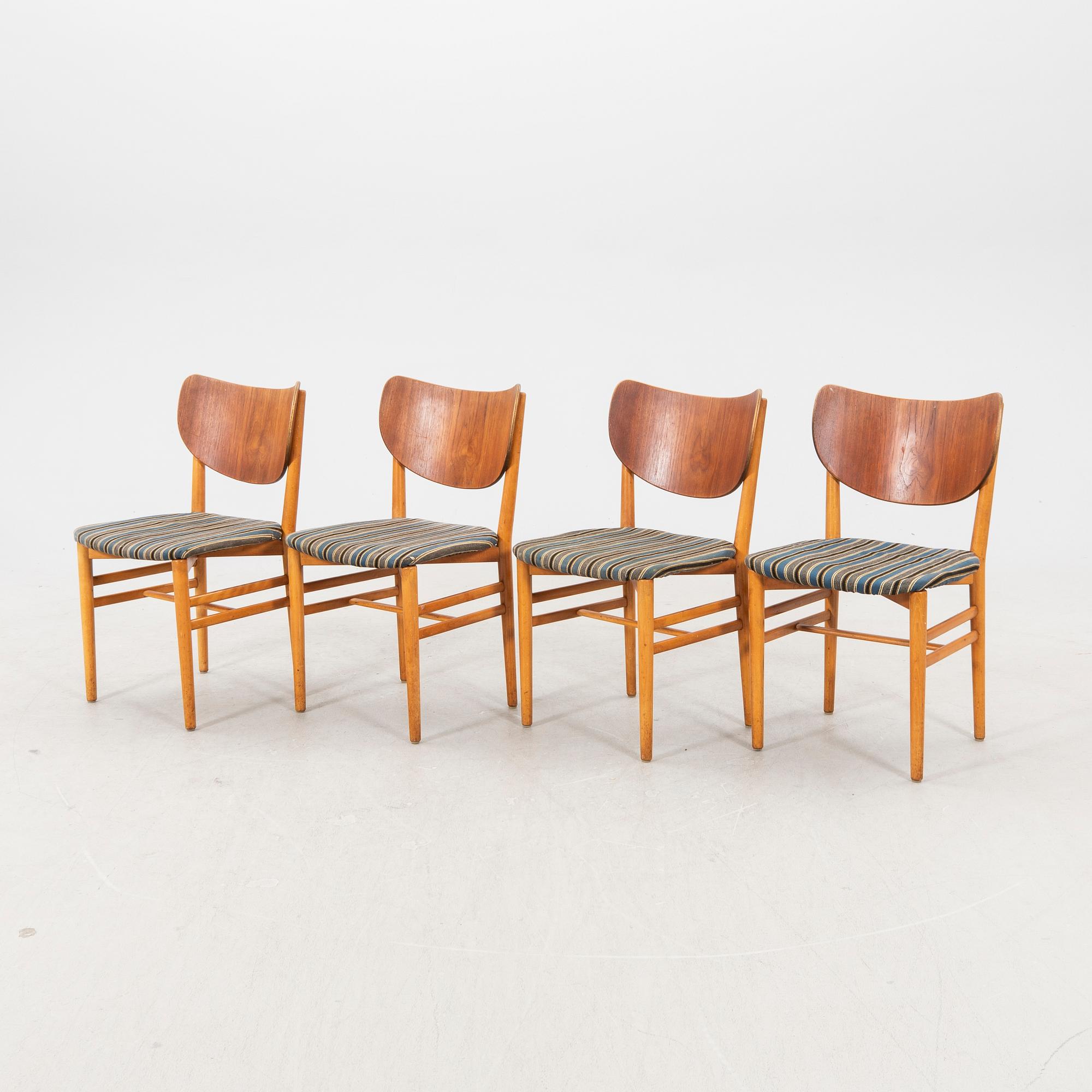 Henning & Eva Koppel, a set of four teak 1950s charis.