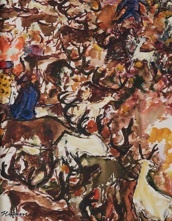 Eerik Haamer, Landscape with Sámi and reindeer.