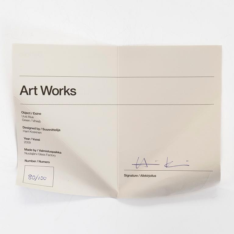 Harri Koskinen, lasiveistos, signeerattu Harri Koskinen Iittala 2009, numeroitu 80/100.