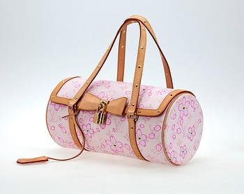 1376. A pink monogram canvas handbag by Louis Vuitton, model "Papillon".