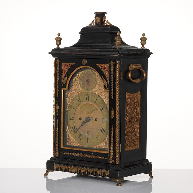 An ebonised George III striking bracket clock with pull repeat marked 'John Taylor London', late 18th century.