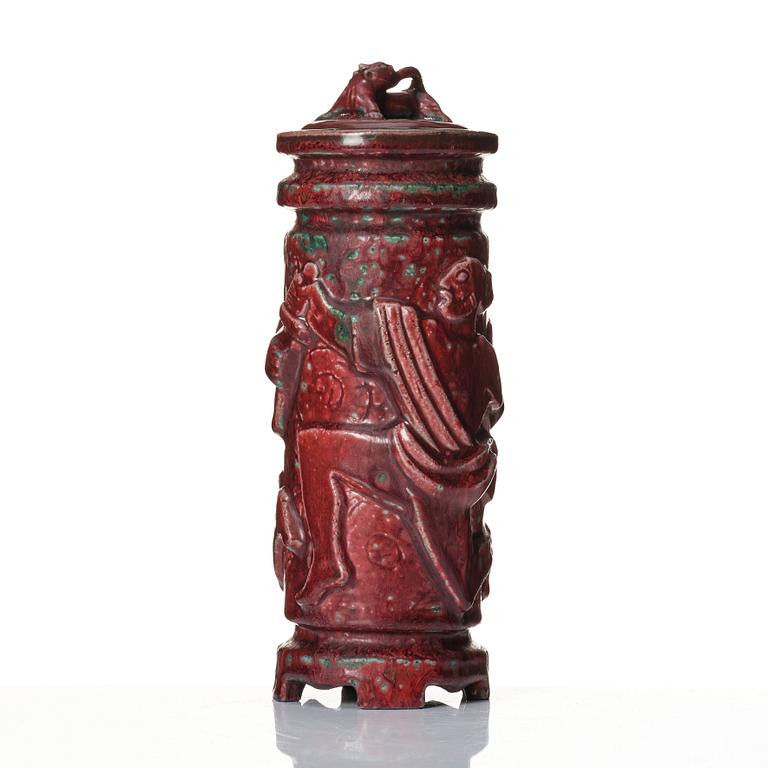 Jais Nielsen, a stoneware lidded vase, model 20.100, Royal Copenhagen, Denmark 1955.