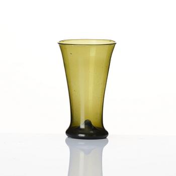 A Swedish green 'Waldglas' beaker, presumably from Skånska glasbruket, Henrikstorp.