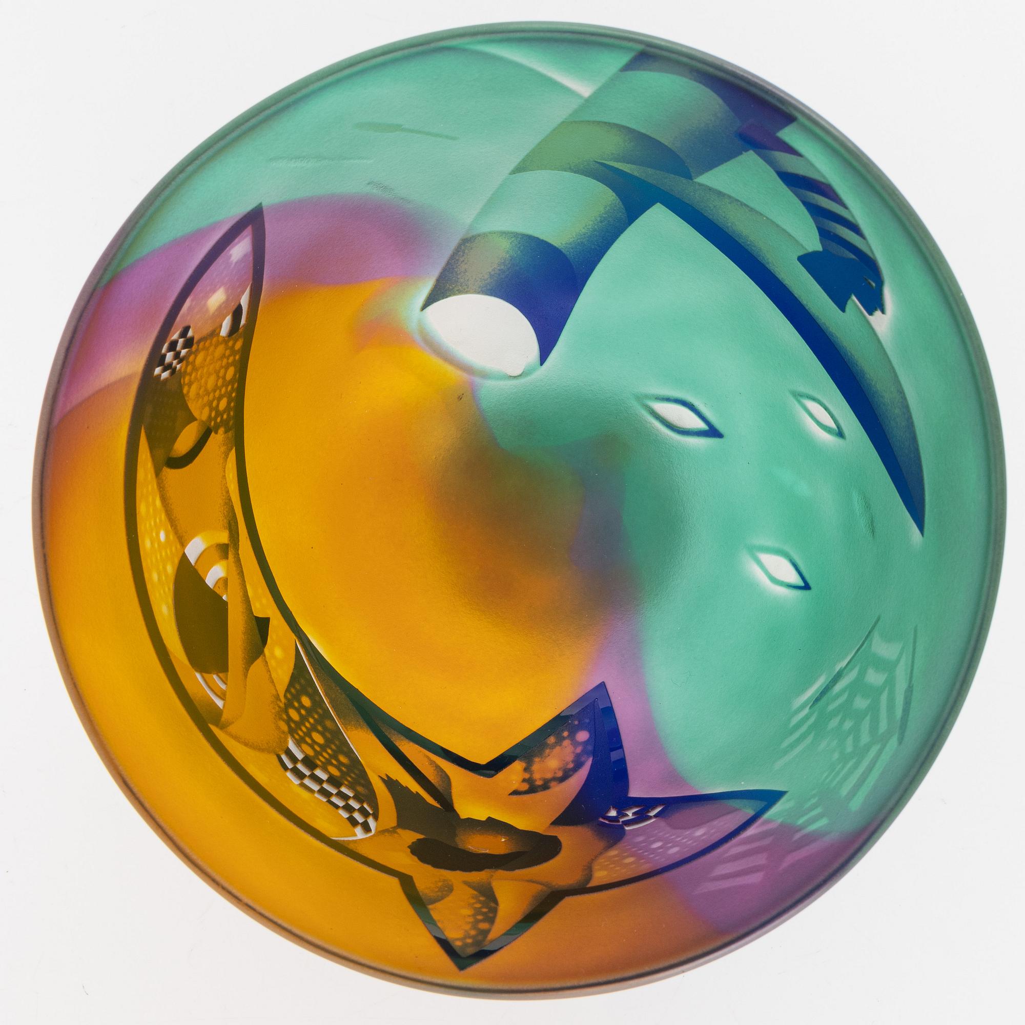 Bertil Vallien, a unique blasted glass bowl, Kosta Boda, Sweden.