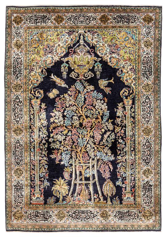 Rug, Ghom silk, approx. 155 x 107 cm.