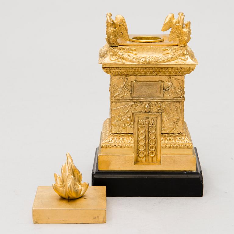 CANDLESTICK/CASSOLETTE, ormolu, France early 19th century.