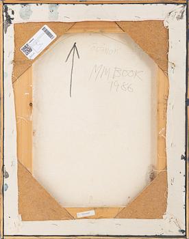 Max Mikael Book, oil/mixed media on canvas, signed and dated 1986 verso.