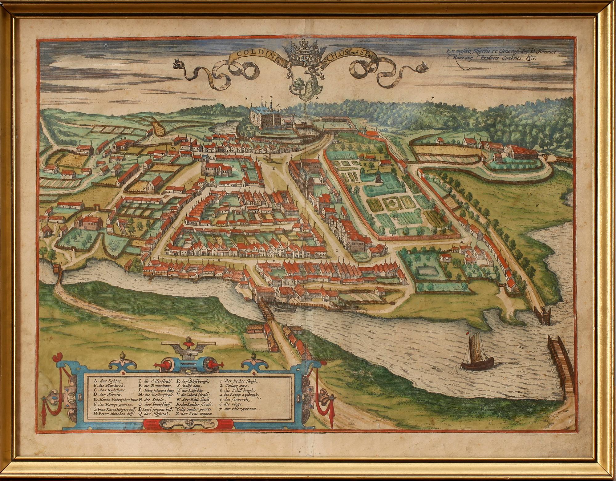 KARTA, Colding Schlos und stat, efter Braun & Hogenberg 1598.