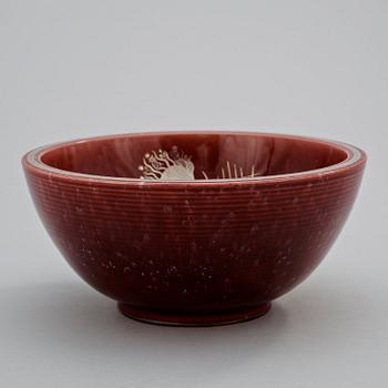 A Wilhelm Kåge red 'Argenta' stoneware bowl, Gustavsberg 1933.