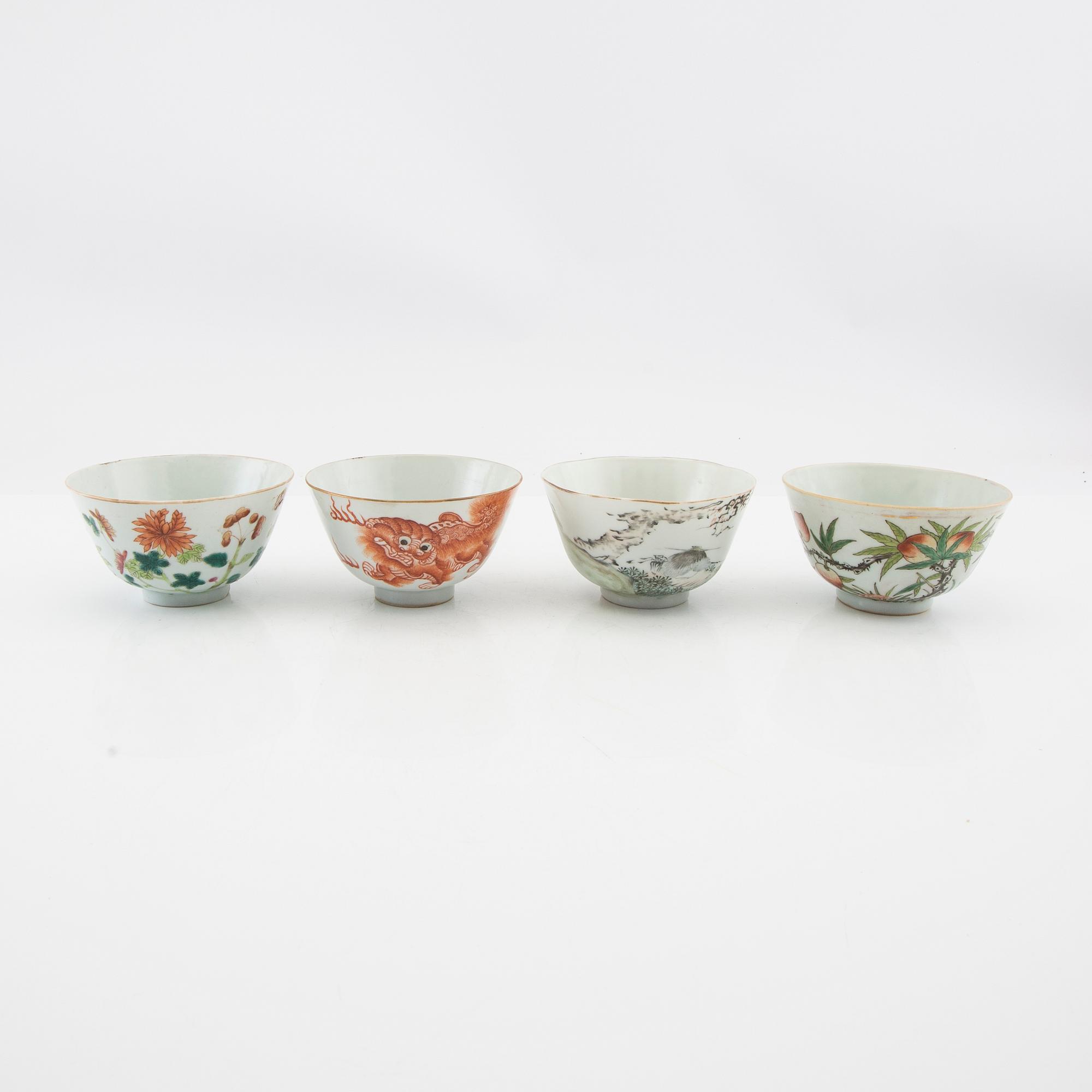 Skålar 4 st Kina sent 1800-tal/1900-tal porslin.