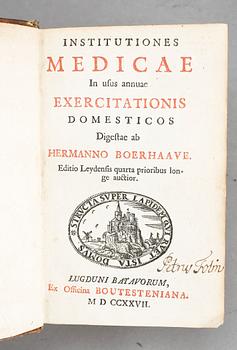 HERMAN BOERHAAVE, Institutiones Medicae, in usus annuae, exercitationis..., Leyden 1727.