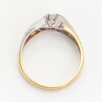 Ring, briljantslipad diamant 14K guld och vitguld, Silván, Helsingfors 1997.