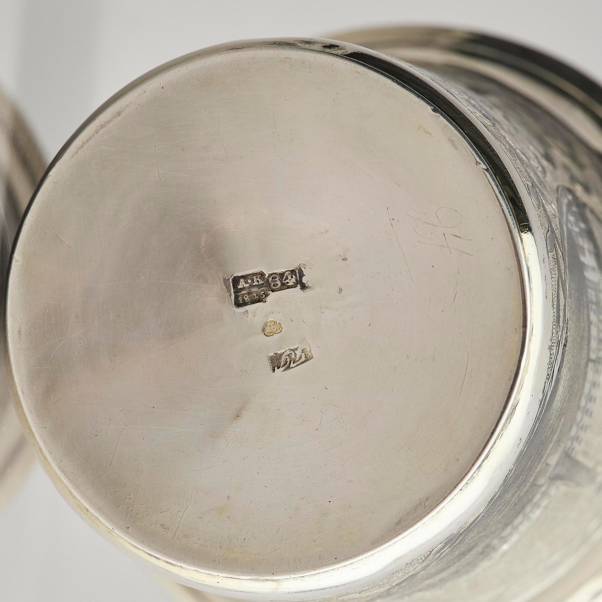 A Russian silver-gilt niello beaker, Moscow 1845. Unidentified maker. Assay master Andrey Antonovich Kovalsky.