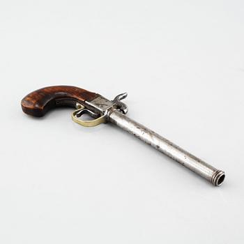 A 19th century caplock/percussion lock pistol.