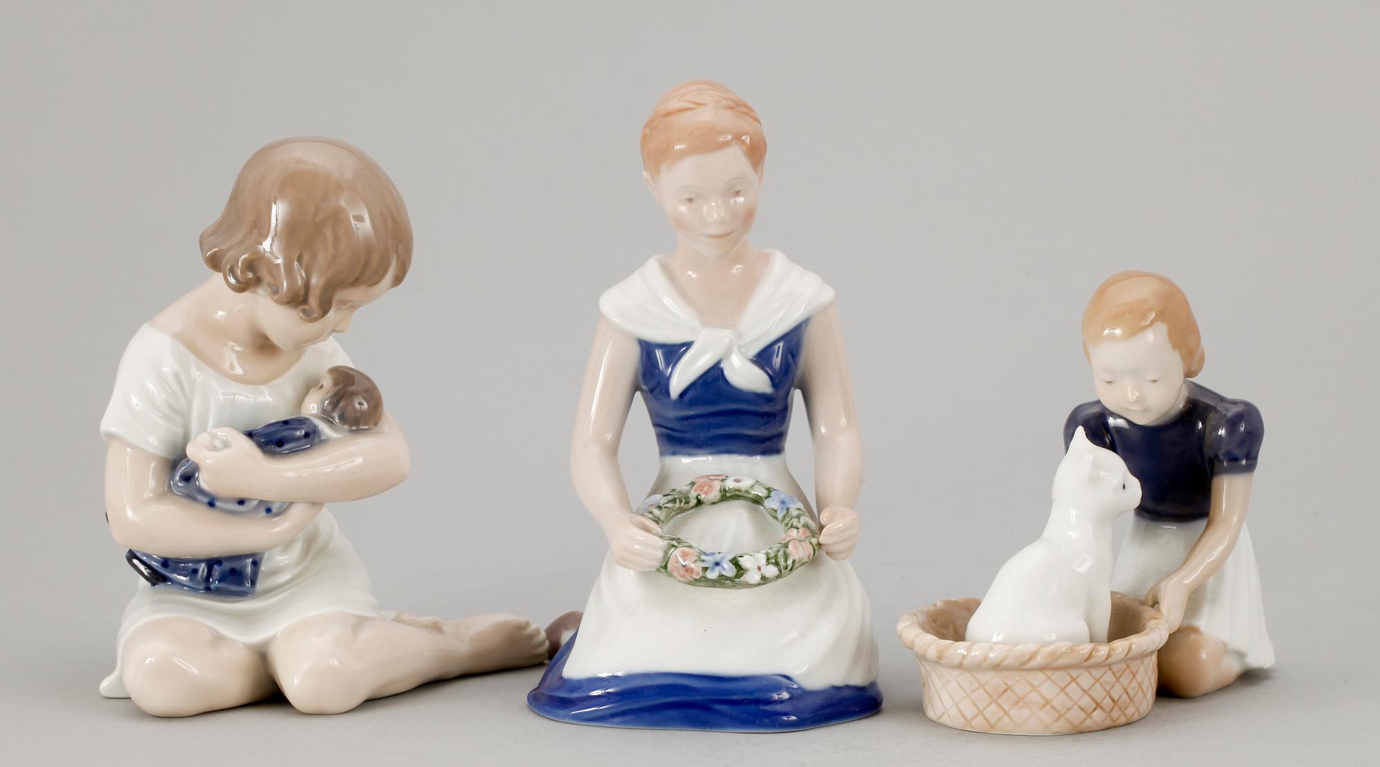 FIGURINER, 3 st, porslin, Bing & Gröndahl samt Royal Copenhagen.
