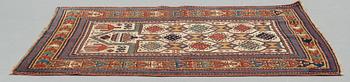 A RUG, an antique Caucasian prayer rug, Czar Russia, ca 144-151 x 103-106 cm.