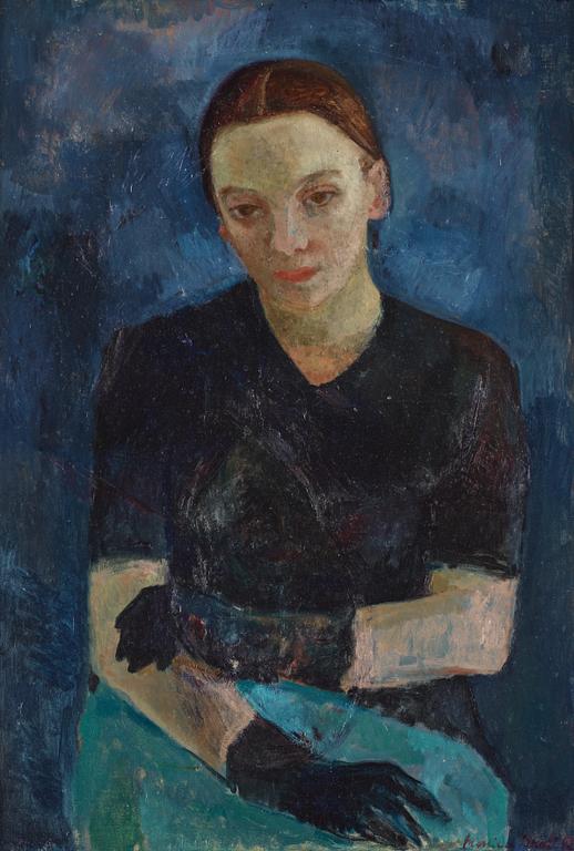 Monica Bratt, oil on canvas. Signed and dated -42.