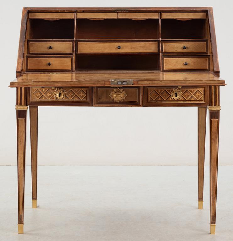 A Gustavian late 18th century secretaire in the manner of G. Haupt.