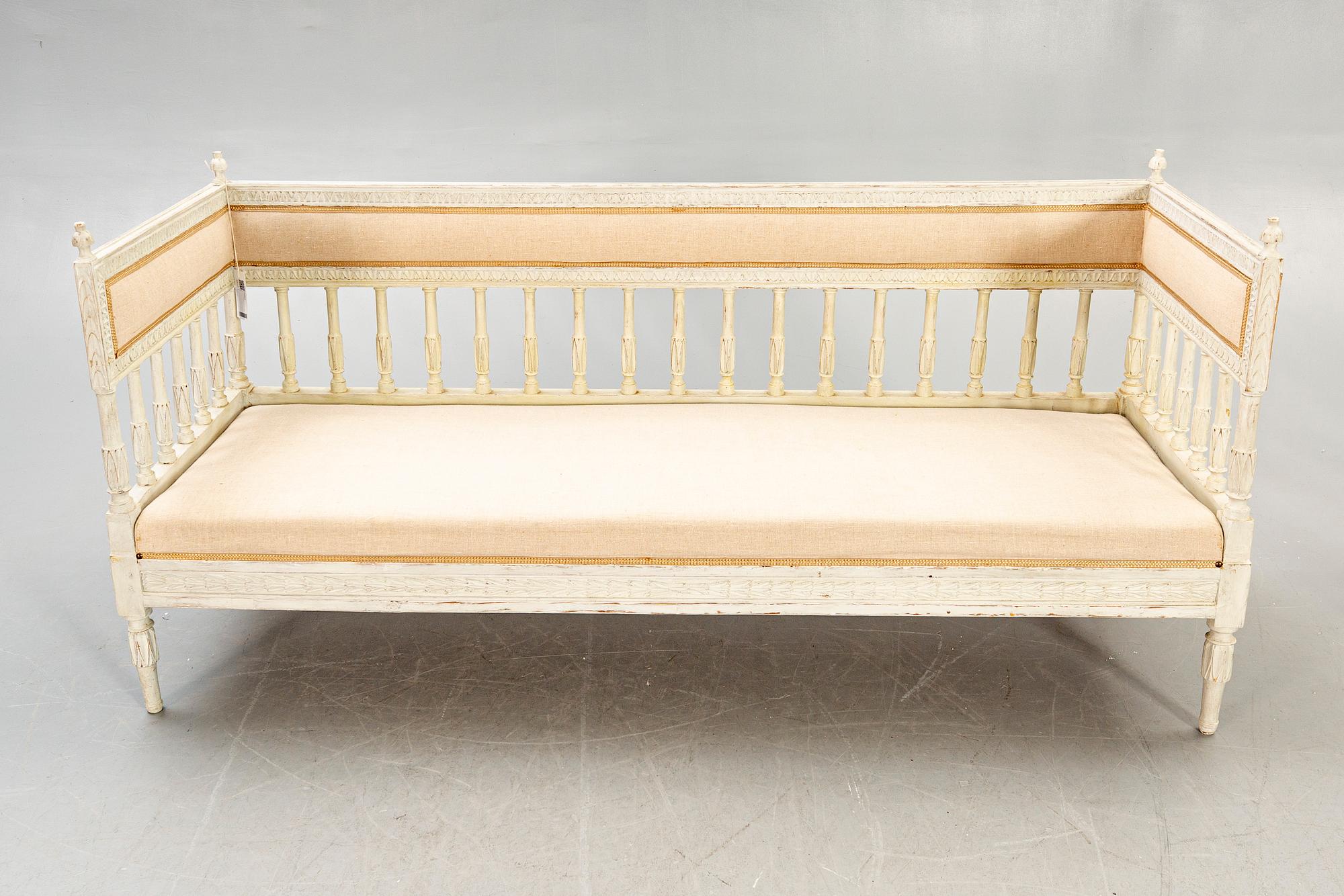 A painted Swedish Gustavian sofa around 1800.