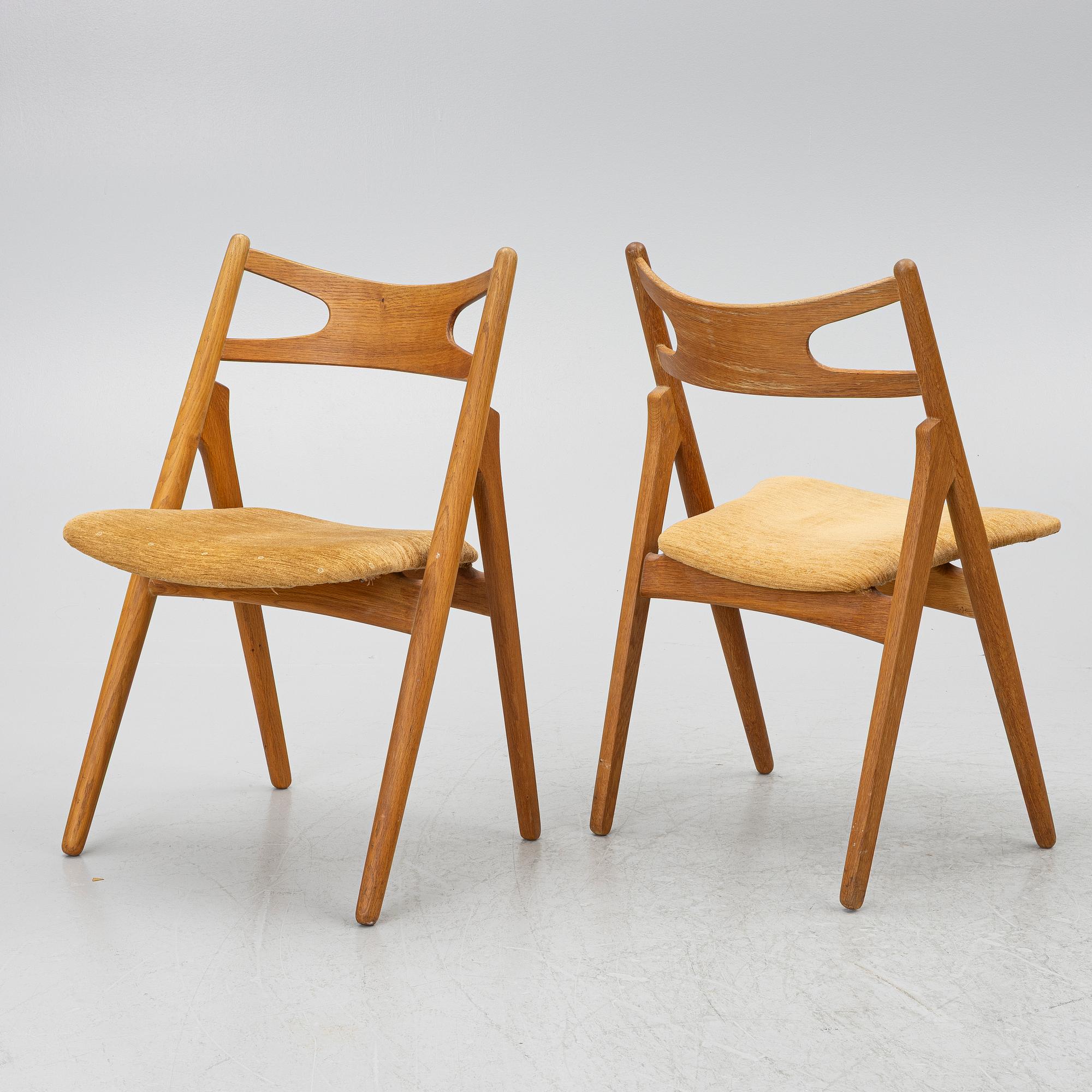Hans J. Wegner, Stolar, 6 stycken "CH 29", "Savbukkestolen", Carl Hansen & söner, 1900-talets mitt.