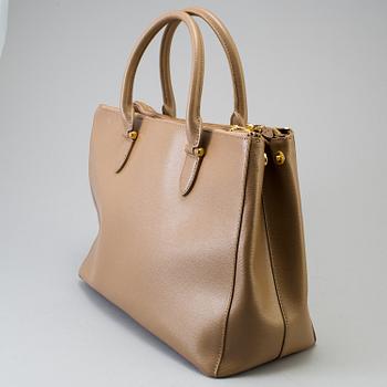 a "Newbury Double-Zip Satchel" bag by Ralph Lauren.