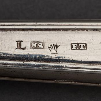 A Finnish silver cutery travel set, 19th century.