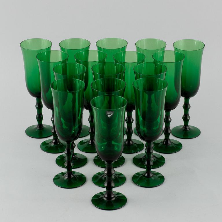 CHAMPAGNEGLAS, 14 st, "Salut", Simon Gate, Orrefors, 1900-talets andra hälft.