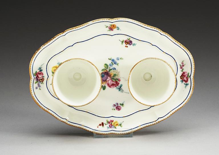 A French 'Sèvres' tray with two cups, presumably 18th Century.