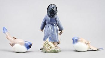 FIGURINGRUPP, porslin, 3 st, Royal Copenhagen, Bing & Gröndal.