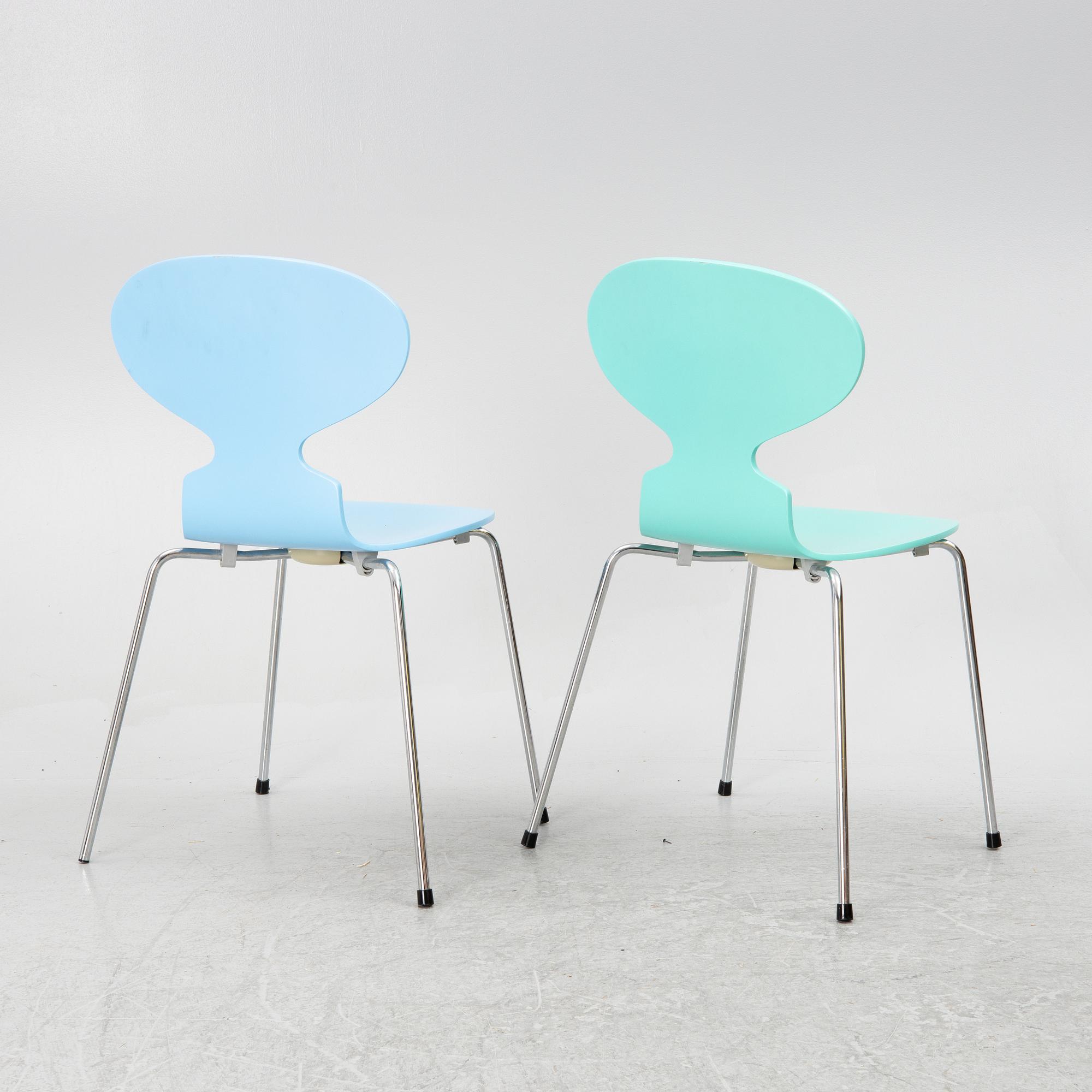Arne Jacobsen, a set of 6 chairs, "The Ant", Fritz Hansen, Denmark, 1995.