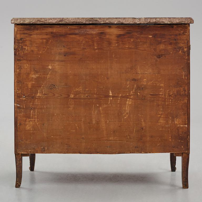 A Gustavian rosewood parquetry and ormolu-mounted commode by J. Hulsten (master in Stockholm 1773-94).