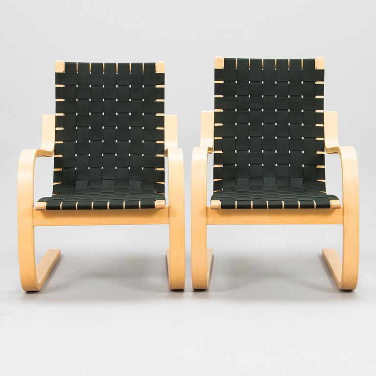 ALVAR AALTO, a pair of late 20th century '406' armchairs for Artek.