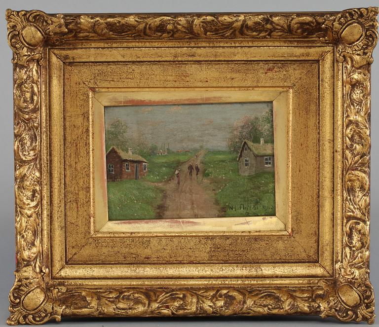OKÄND KONSTNÄR, 2 st, oljor på pannå, sign, 1900-talets början.
