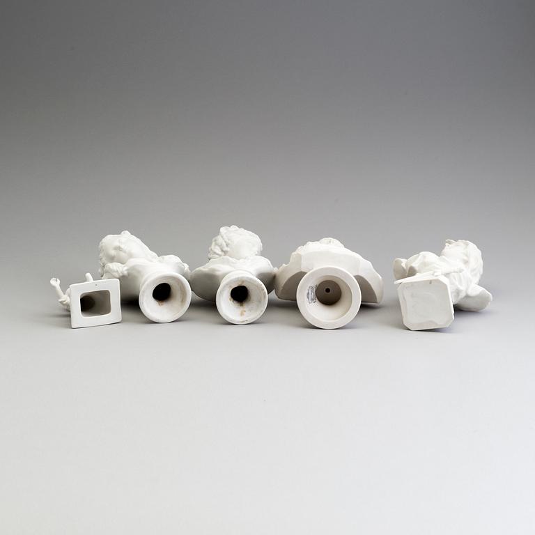 FOUR PARIAN BUSTS AND A FIGURE, Gustafsberg ca 1900.