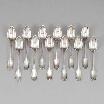 A set of 12 Russian silver tea-spoons, mark of Carl Boianowsky, St. Ptersburg 1860.