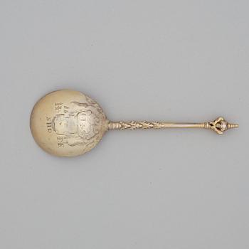 A 17th century silver-gilt spoon, unmarked, possibly Norway.