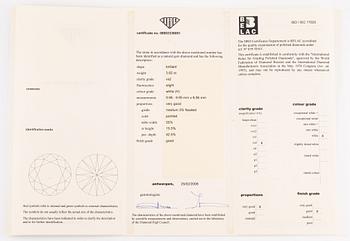 A ring in 18K white gold set with a round brilliant-cut diamond 3.62 ct H vs2.