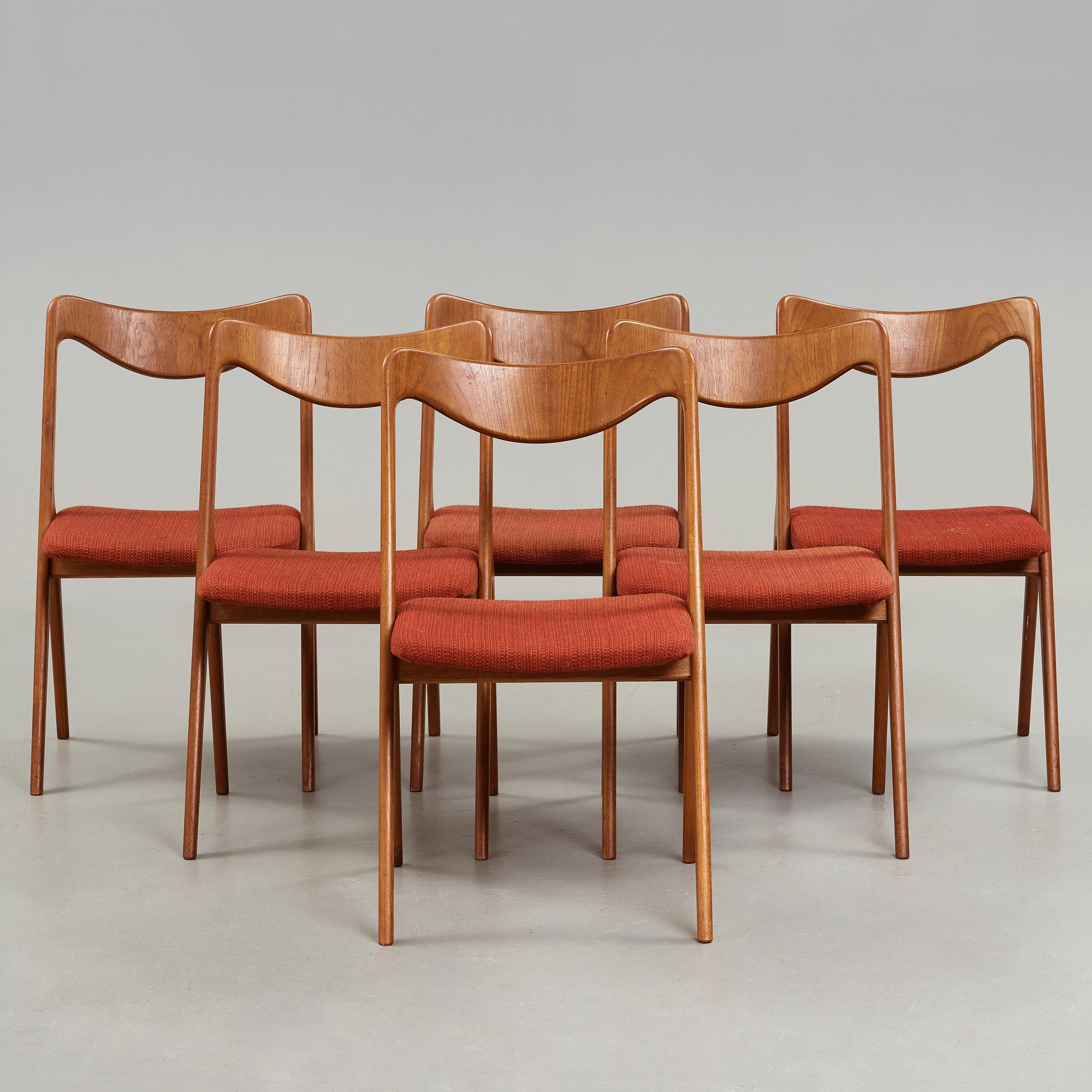 A set of six chairs by Albin Johansson & sons, Hyssna, 1950s/60s.