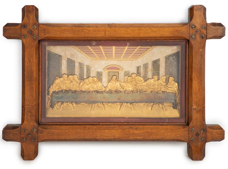 Leonardo da Vinci, after. A metal relief 'The Last Supper', late 19th Century.
