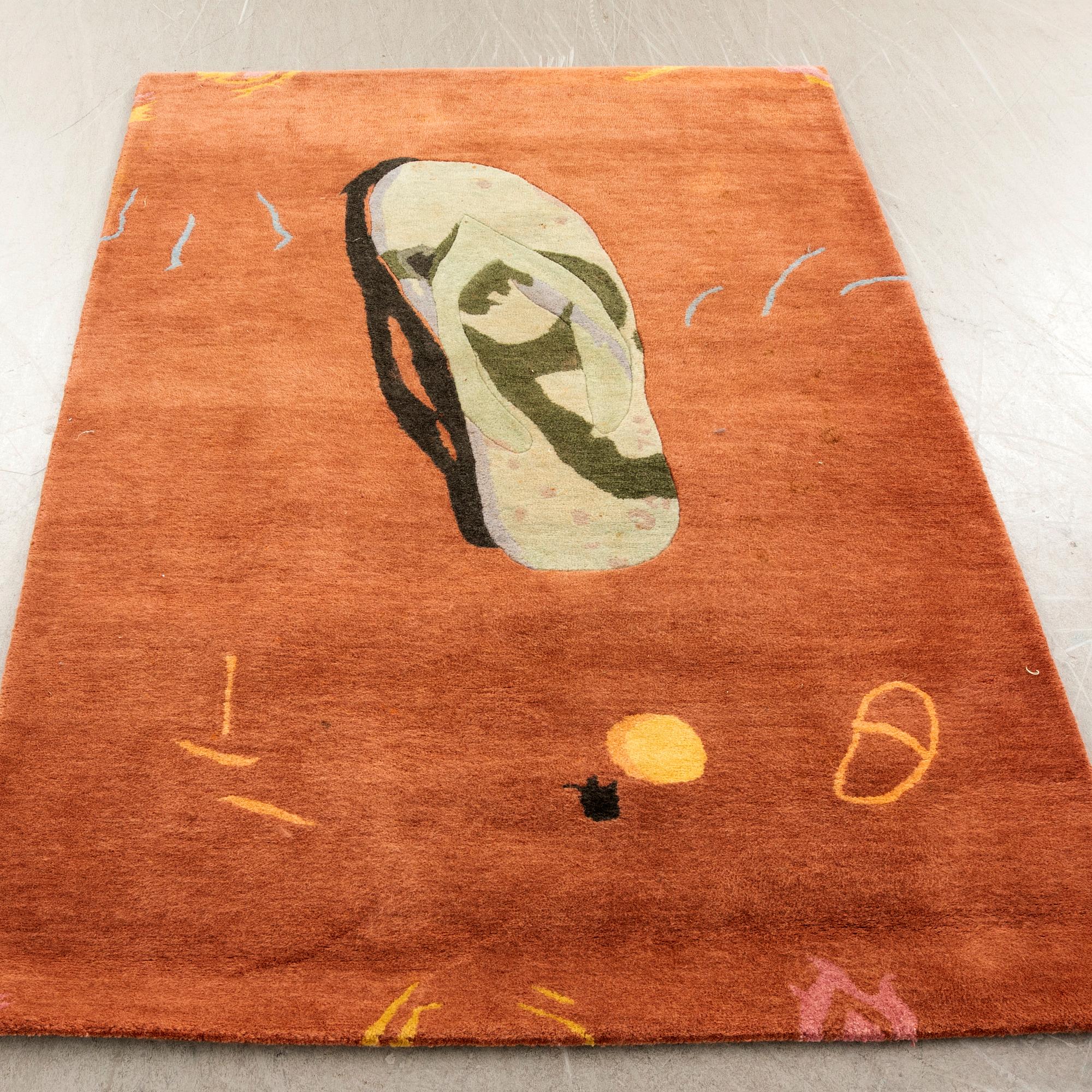 Lennart Aschenbrenner, mixed media signed and dated 09, and carpet approximately 202x143 cm.